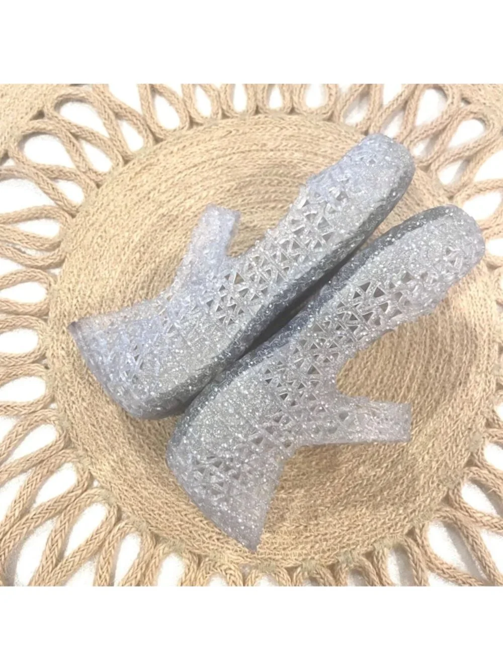 Mini Melissa x Campana Glitter Clear Ballerina Flats Size 7C